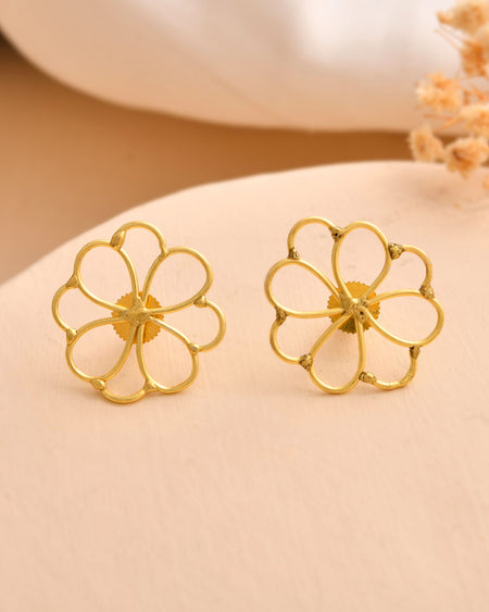 Jewels Nest Gold-Tone Floral Stud Earrings For Women