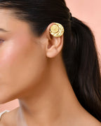Jewels Nest Gold-Tone Textured Spiral Ear Cuff For Women | Modern Statement Jewellery