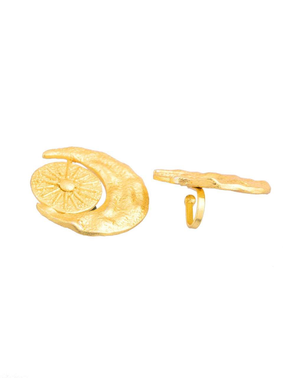 Jewels Nest Gold-Tone Textured Spiral Ear Cuff For Women | Modern Statement Jewellery