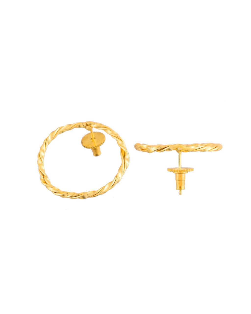 Jewels Nest Gold-Tone Twisted Hoop Earrings For Women | Minimal Everyday Jewellery - Distacart