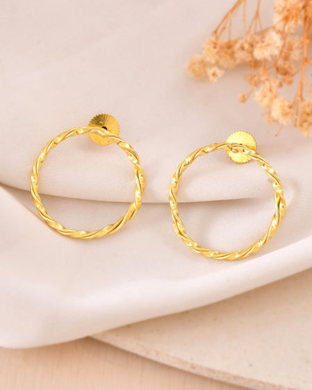 Jewels Nest Gold-Tone Twisted Hoop Earrings For Women | Minimal Everyday Jewellery
