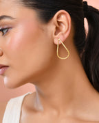 Jewels Nest Gold-Tone Twisted Teardrop Hoop Earrings For Women | Modern Minimal Jewellery - Distacart