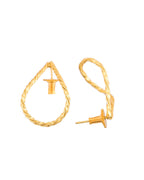 Jewels Nest Gold-Tone Twisted Teardrop Hoop Earrings For Women | Modern Minimal Jewellery - Distacart
