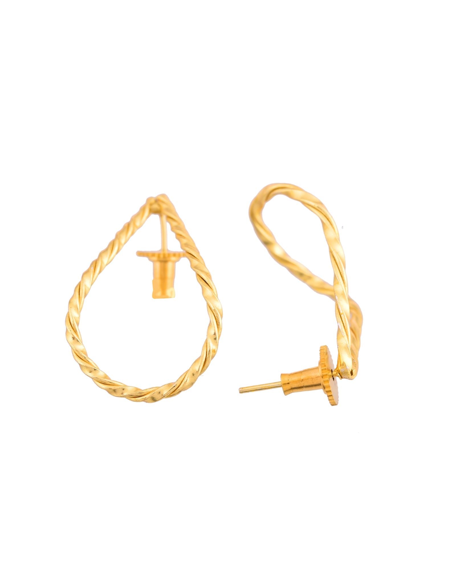 Jewels Nest Gold-Tone Twisted Teardrop Hoop Earrings For Women | Modern Minimal Jewellery - Distacart