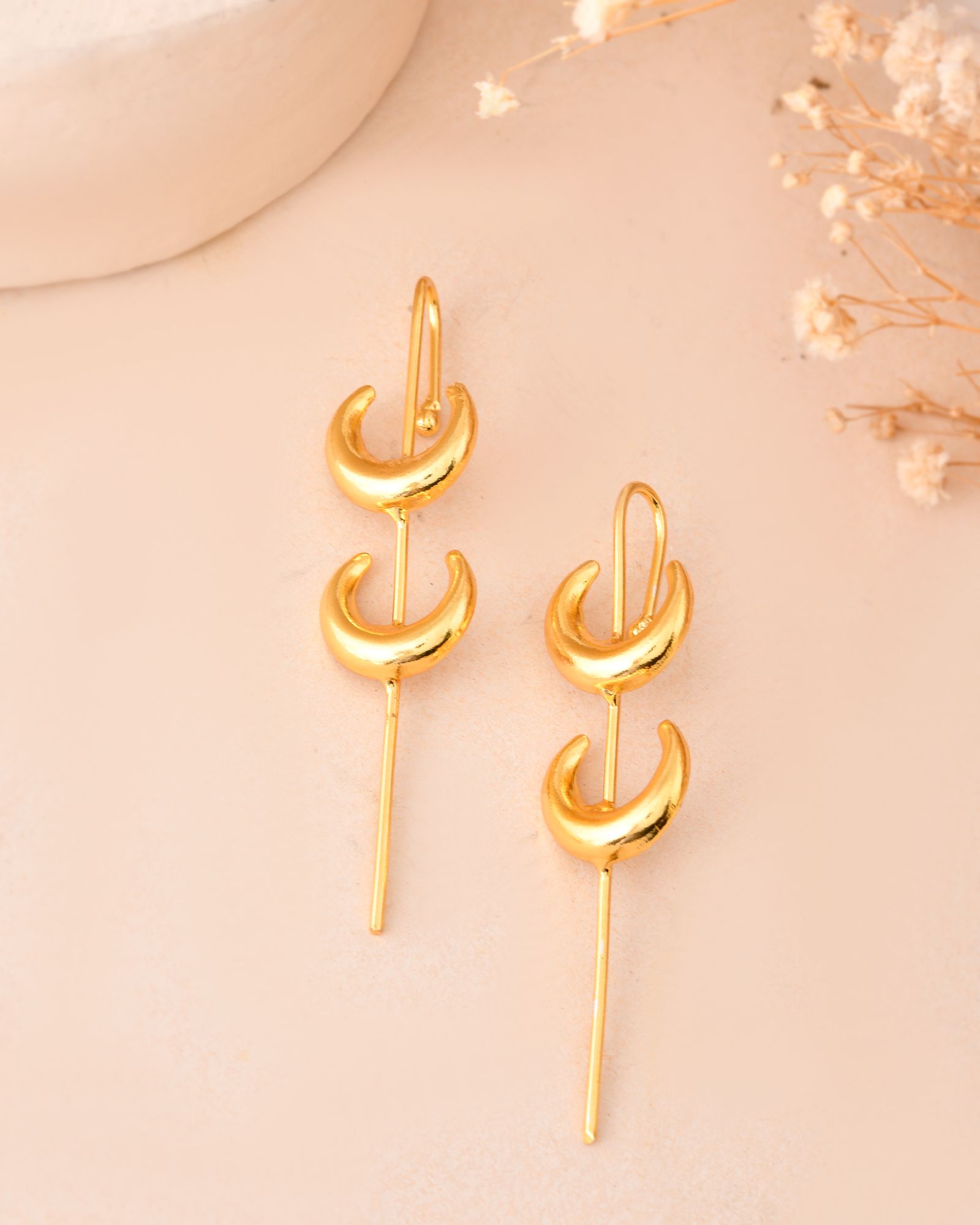 Jewels Nest Gold-Tone Crescent Ear Cuff Earrings For Women | Modern Minimal Statement Jewellery - Distacart