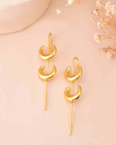 Jewels Nest Gold-Tone Crescent Ear Cuff Earrings For Women | Modern Minimal Statement Jewellery