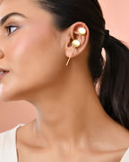 Jewels Nest Gold-Tone Dual Disc Ear Cuff Earrings For Women | Modern Minimal Statement Jewellery - Distacart