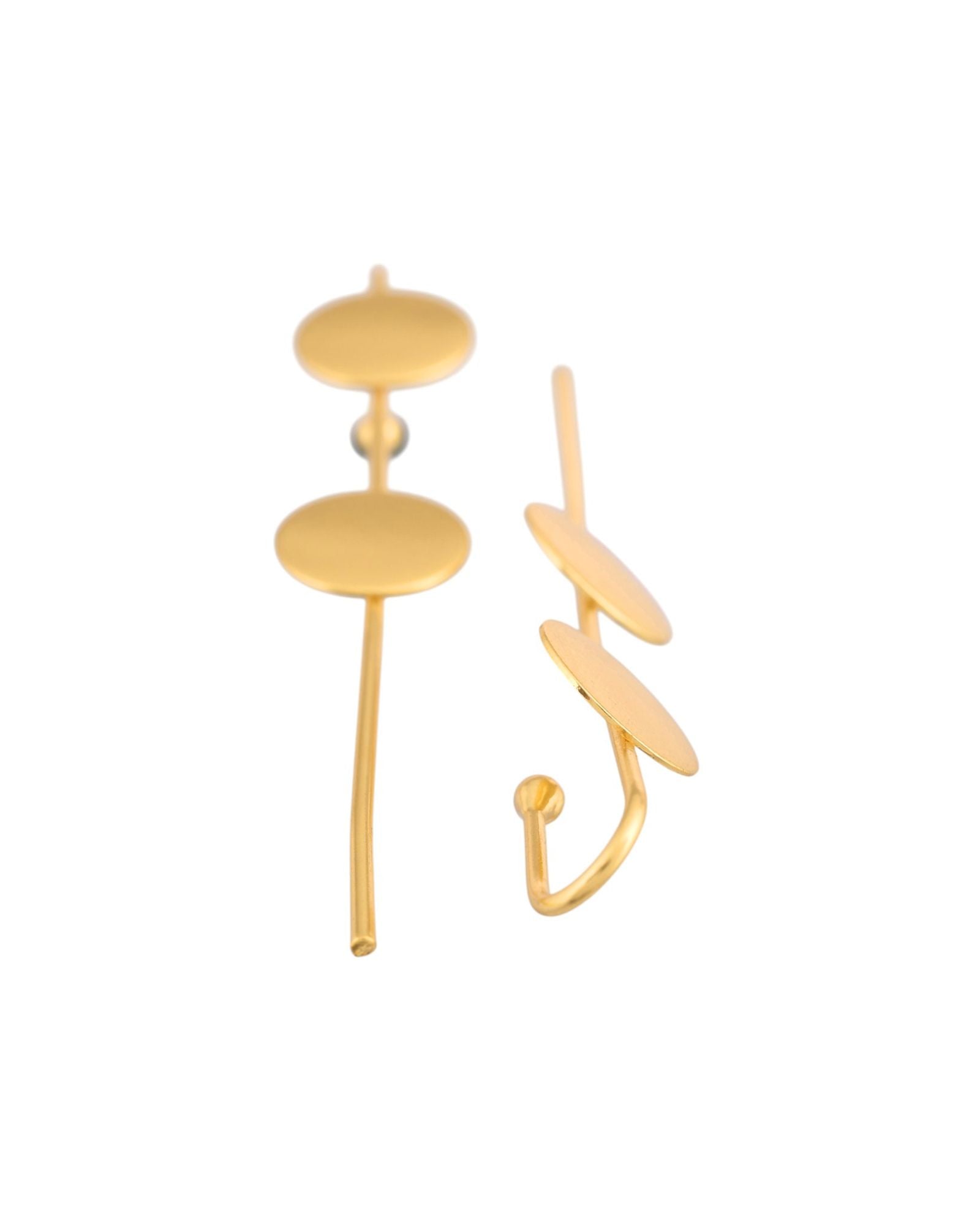 Jewels Nest Gold-Tone Dual Disc Ear Cuff Earrings For Women | Modern Minimal Statement Jewellery - Distacart