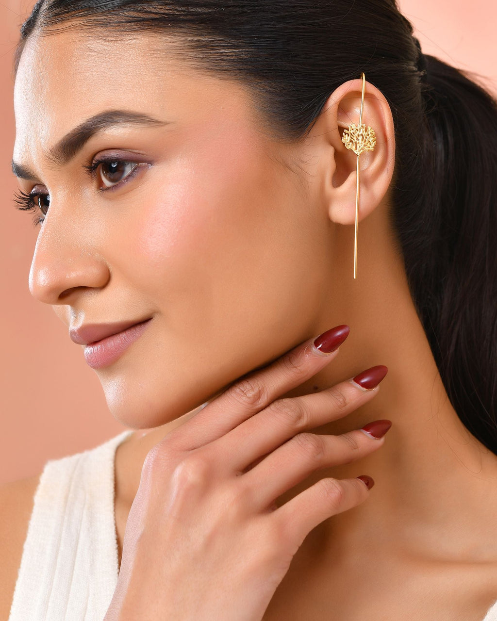 Jewels Nest Gold Tone Ear Cuff Earrings, Dual Disc Ear Cuff Women, Modern Ear Cuff Jewellery - Distacart
