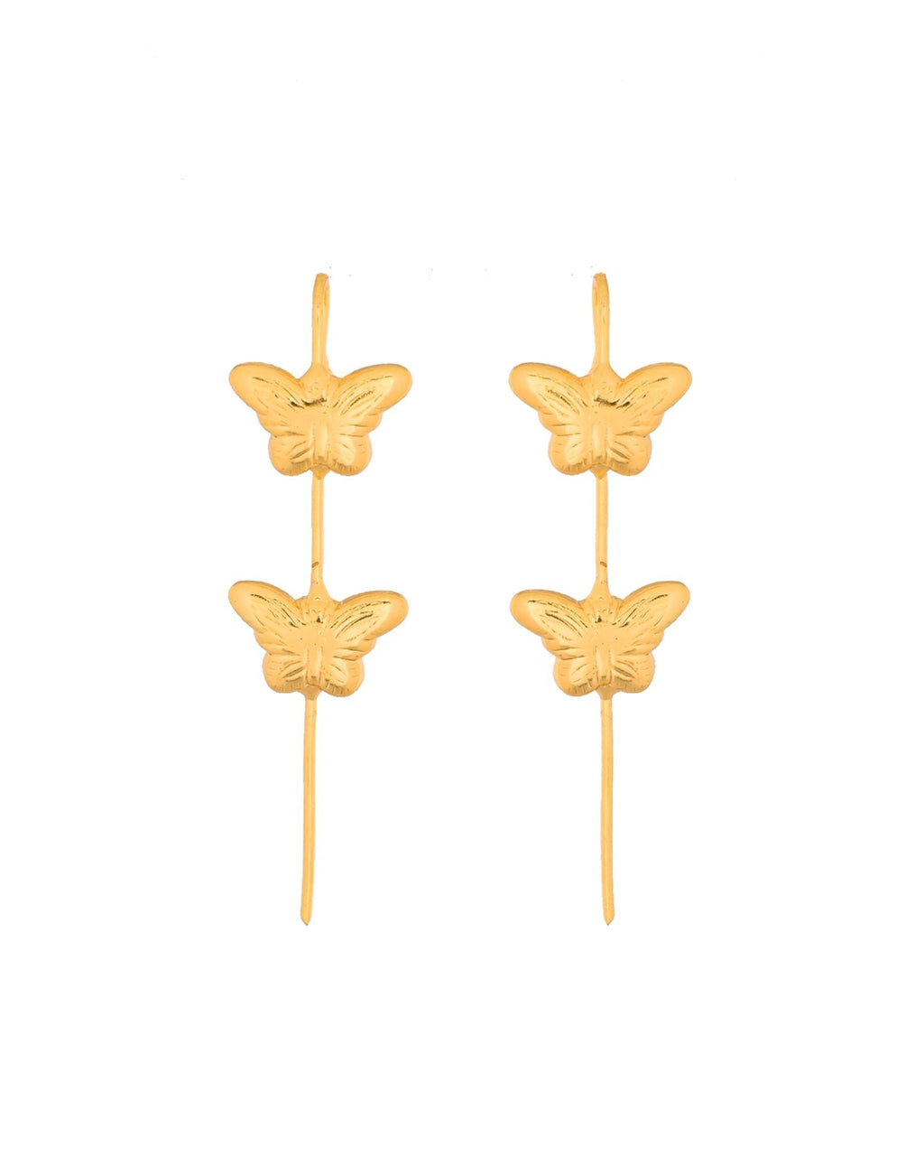 Jewels Nest Gold-Tone Butterfly Motif Linear Drop Earrings For Women | Minimal Elegant Jewellery - Distacart