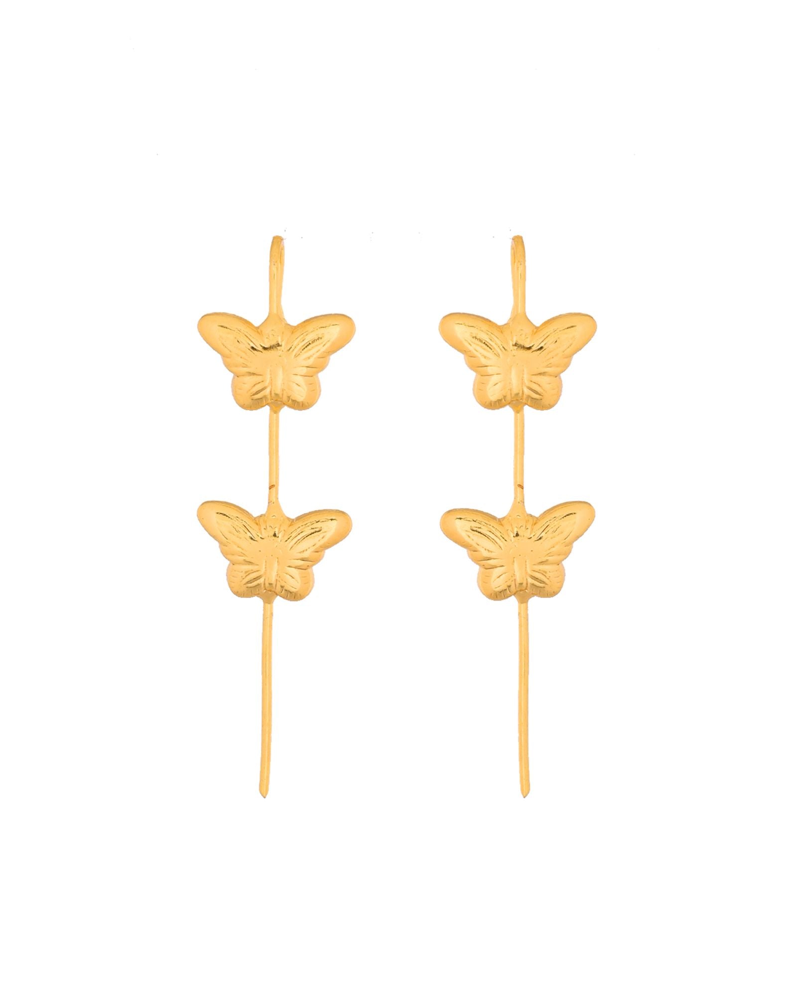 Jewels Nest Gold-Tone Butterfly Motif Linear Drop Earrings For Women | Minimal Elegant Jewellery - Distacart