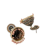 Jewels Nest Antique Gold-Polished Jhumka Earrings with Floral Detailing and Stone Embellishments - Distacart