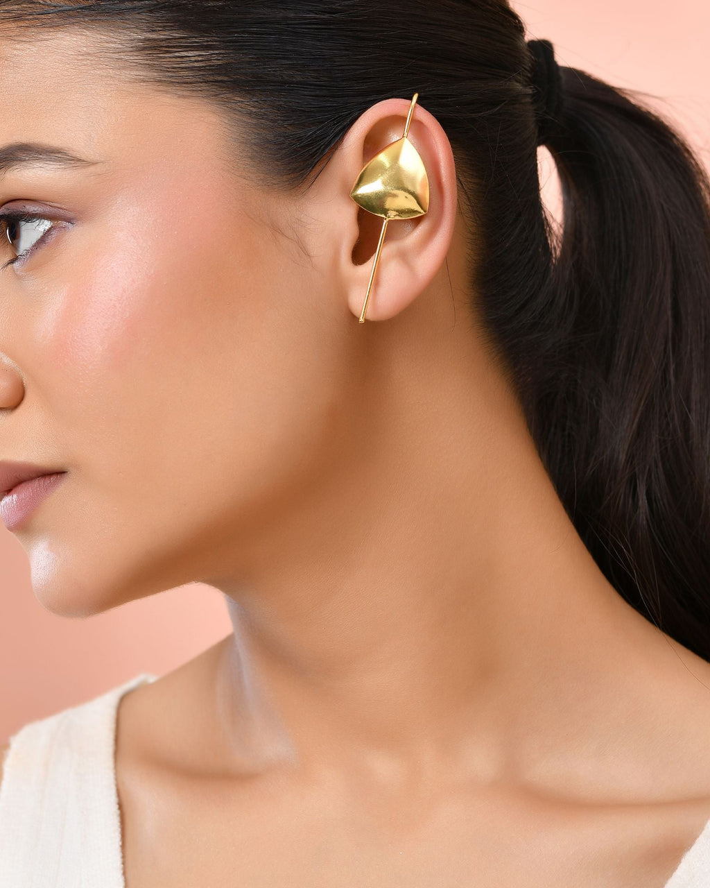 Jewels Nest Gold-Tone Abstract Leaf Linear Drop Earrings For Women | Minimal Modern Jewellery - Distacart