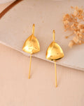 Jewels Nest Gold-Tone Abstract Leaf Linear Drop Earrings For Women | Minimal Modern Jewellery - Distacart