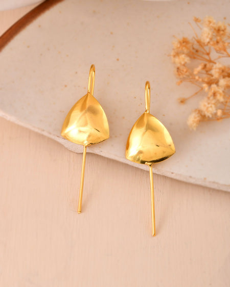 Jewels Nest Gold-Tone Abstract Leaf Linear Drop Earrings For Women | Minimal Modern Jewellery