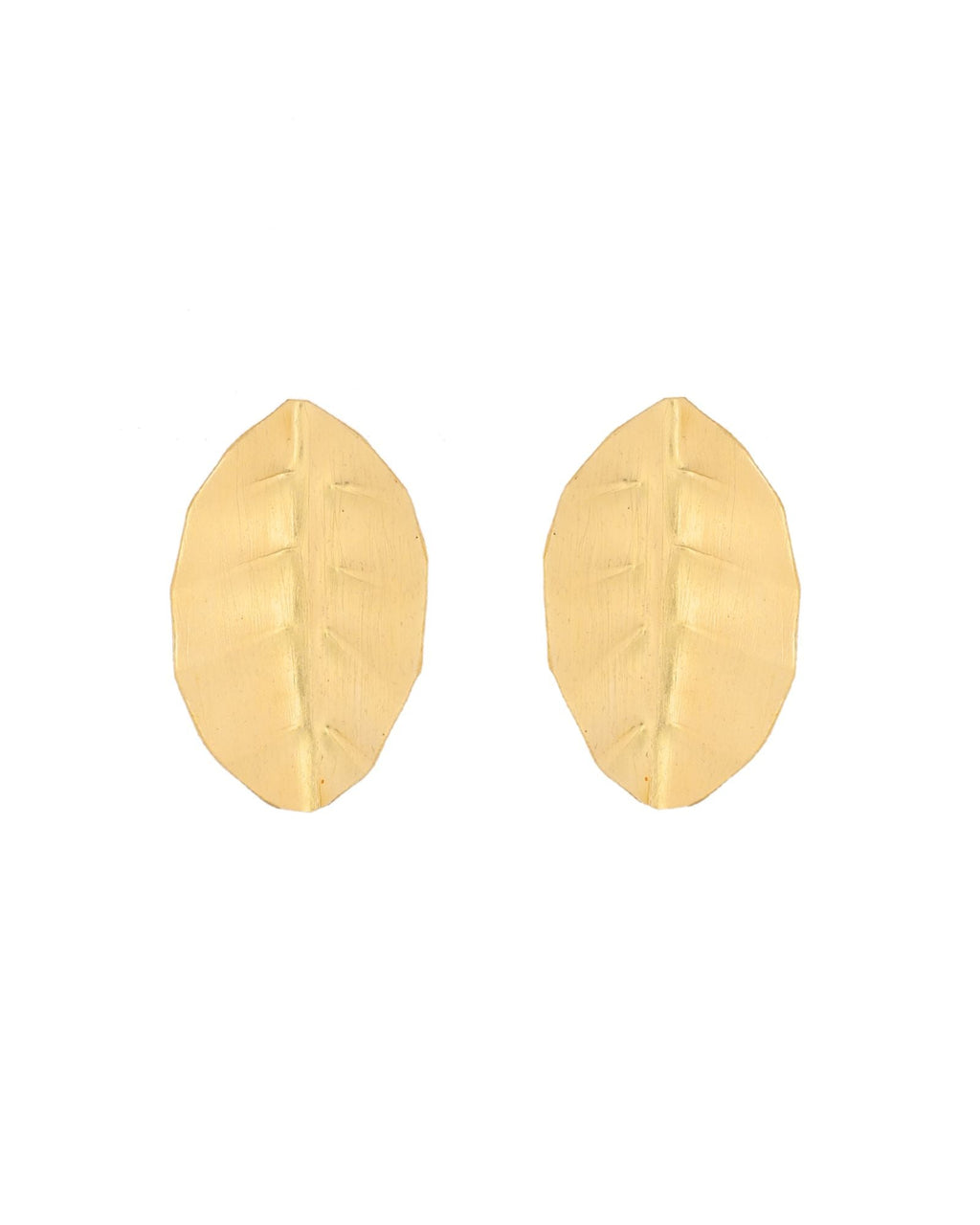 Jewels Nest Gold-Tone Textured Leaf Stud Earrings For Women | Minimal Modern Jewellery - Distacart