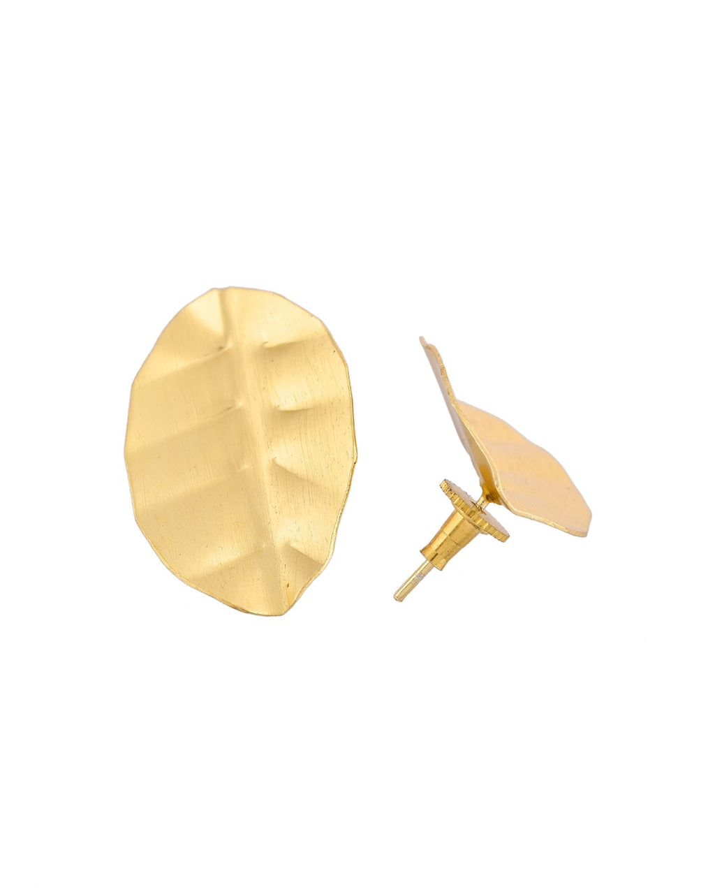 Jewels Nest Gold-Tone Textured Leaf Stud Earrings For Women | Minimal Modern Jewellery - Distacart
