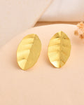 Jewels Nest Gold-Tone Textured Leaf Stud Earrings For Women | Minimal Modern Jewellery - Distacart