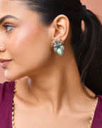 Jewels Nest Oxidised Silver Peacock Stud Earrings With Green Stone For Women - Distacart
