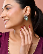 Jewels Nest Oxidised Silver Peacock Stud Earrings With Green Stone For Women - Distacart