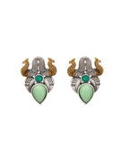 Jewels Nest Oxidised Silver Peacock Stud Earrings With Green Stone For Women - Distacart