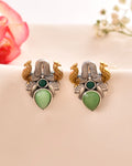 Jewels Nest Oxidised Silver Peacock Stud Earrings With Green Stone For Women - Distacart