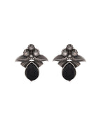 Jewels Nest Oxidised Silver Black Stone Floral Stud Earrings For Women - Distacart
