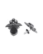 Jewels Nest Oxidised Silver Black Stone Floral Stud Earrings For Women - Distacart