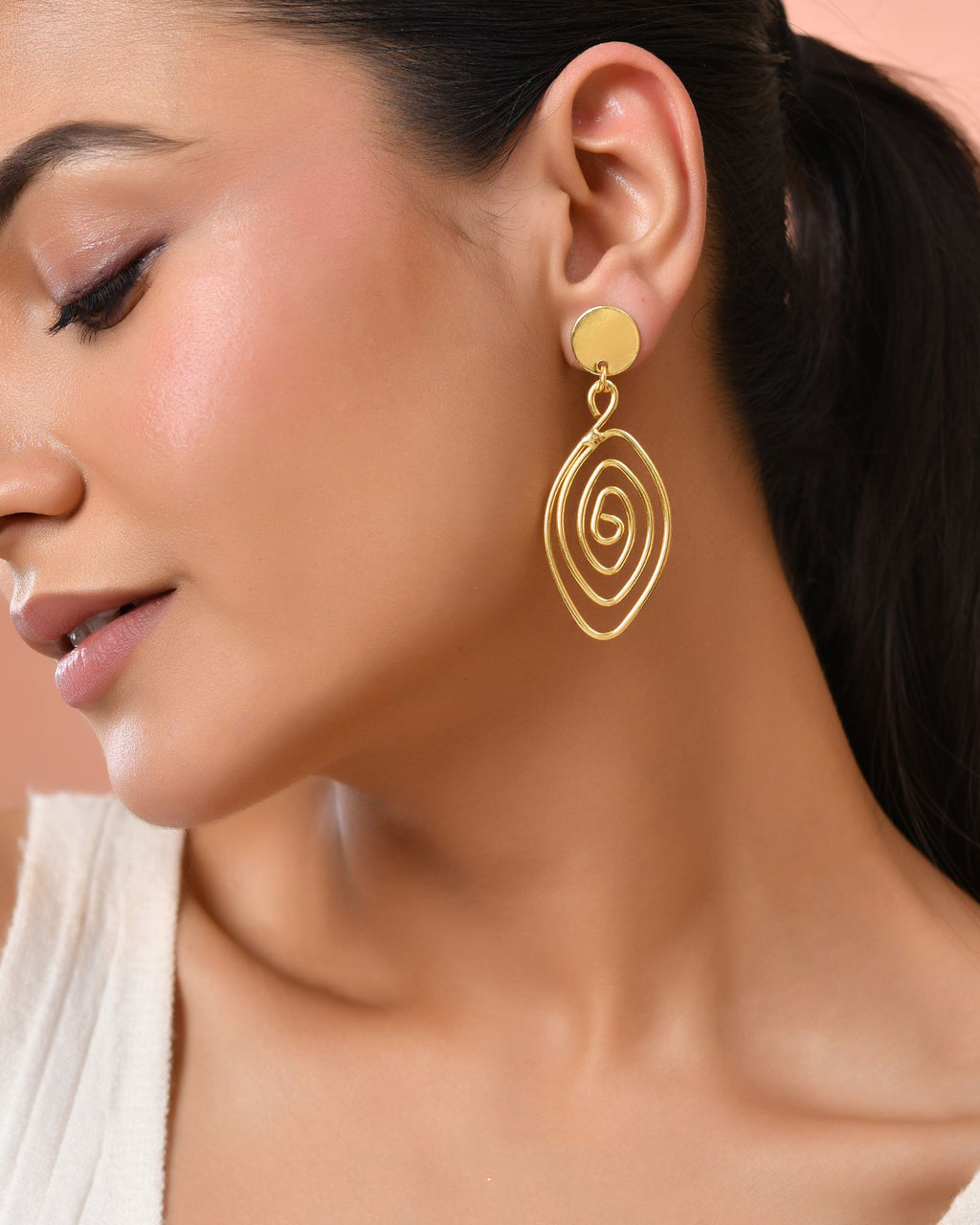 Jewels Nest Gold-Tone Spiral Drop Earrings For Women - Distacart