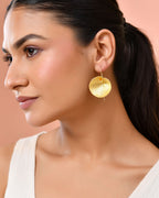 Jewels Nest Gold-Tone Textured Disc Drop Earrings For Women
