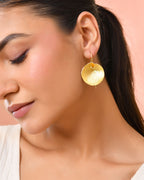 Jewels Nest Gold-Tone Textured Disc Drop Earrings For Women