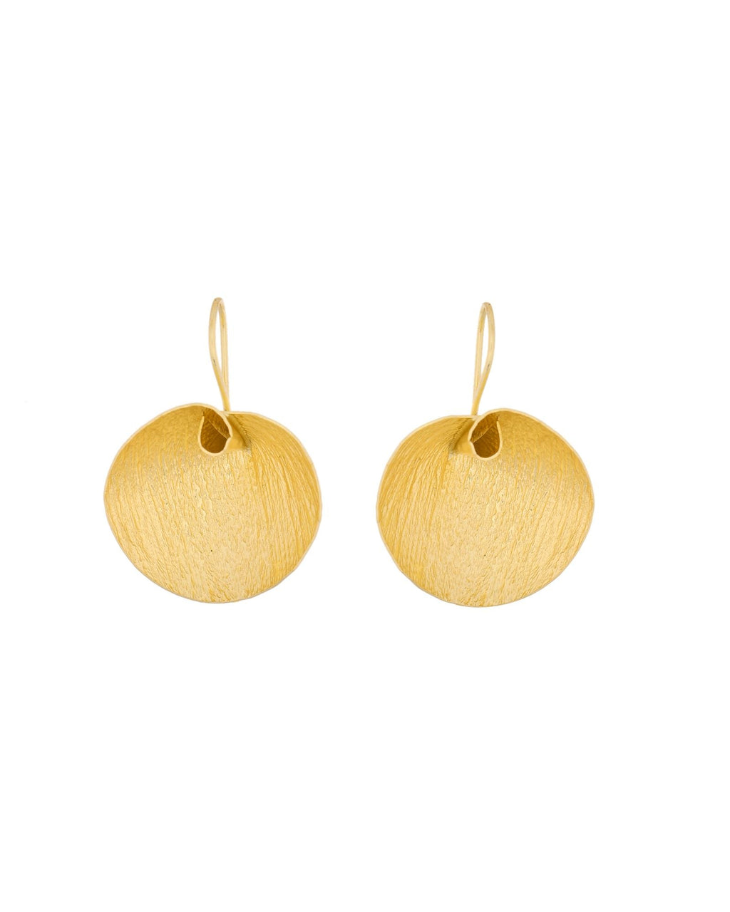 Jewels Nest Gold-Tone Textured Disc Drop Earrings For Women