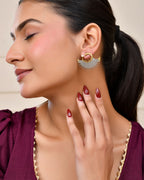 Jewels Nest Gold-Tone Dual Finish Fan Motif Stud Earrings For Women - Distacart