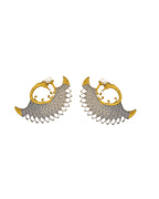 Jewels Nest Gold-Tone Dual Finish Fan Motif Stud Earrings For Women - Distacart