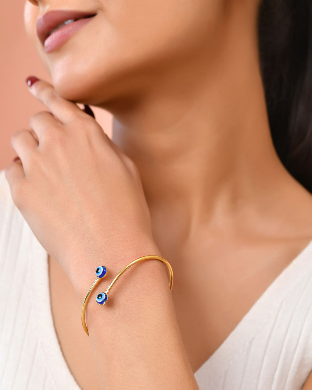 Jewels Nest Gold-Tone Evil Eye Adjustable Open Kada Bracelet For Women - Distacart