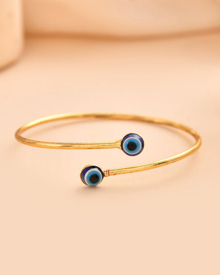 Jewels Nest Gold-Tone Evil Eye Adjustable Open Kada Bracelet For Women
