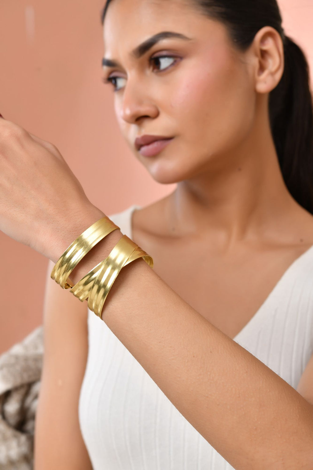 Jewels Nest Gold-Tone Layered Statement Cuff Bracelet For Women - Distacart