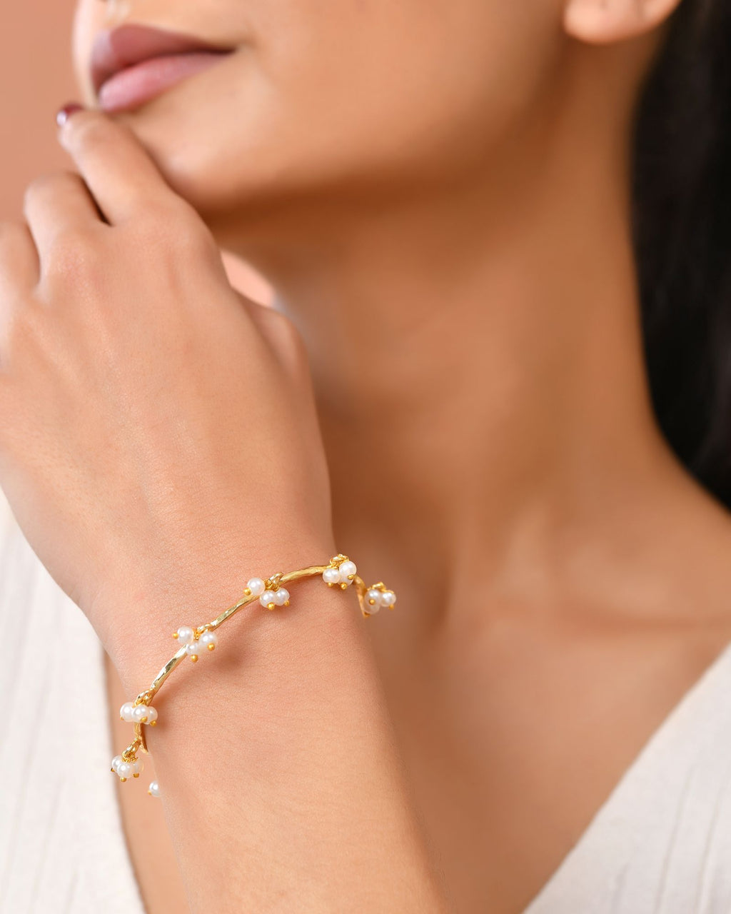 Jewels Nest Gold-Tone Pearl Charm Adjustable Kada Bracelet For Women - Distacart