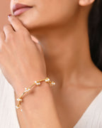 Jewels Nest Gold-Tone Pearl Charm Adjustable Kada Bracelet For Women - Distacart