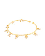 Jewels Nest Gold-Tone Pearl Charm Adjustable Kada Bracelet For Women - Distacart