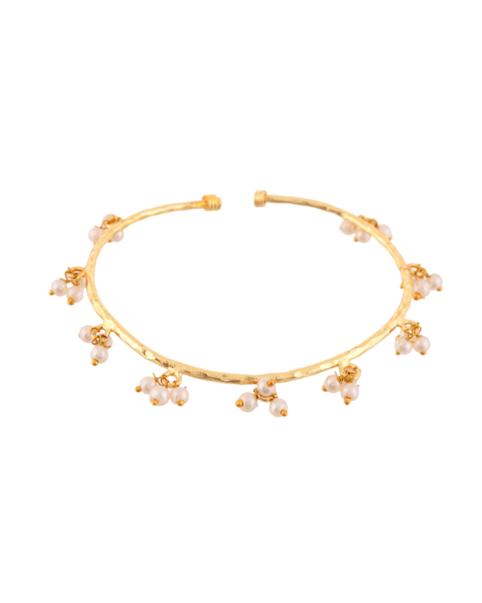 Jewels Nest Gold-Tone Pearl Charm Adjustable Kada Bracelet For Women - Distacart