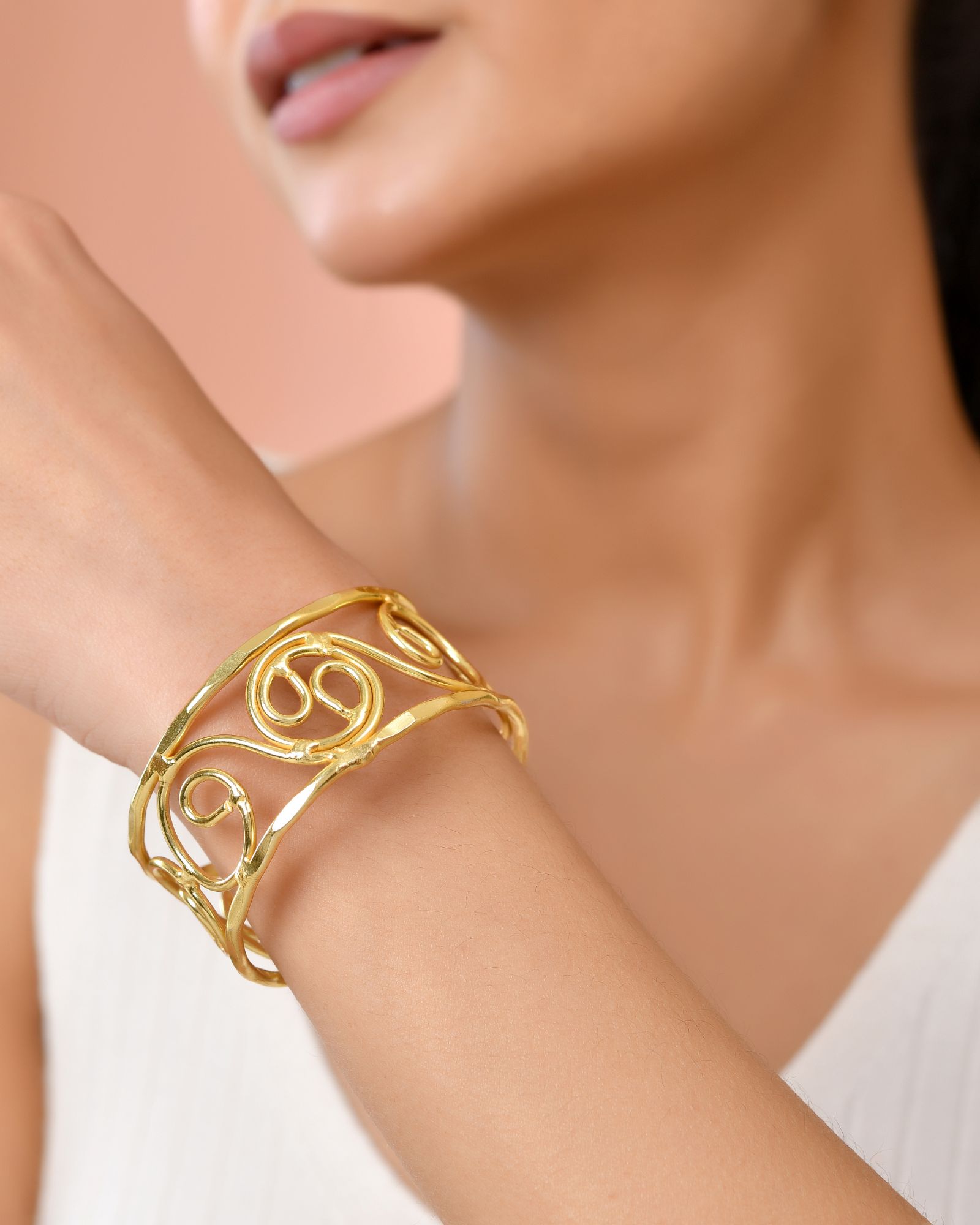 Jewels Nest Gold-Tone Spiral Open Cuff Bracelet For Women - Distacart