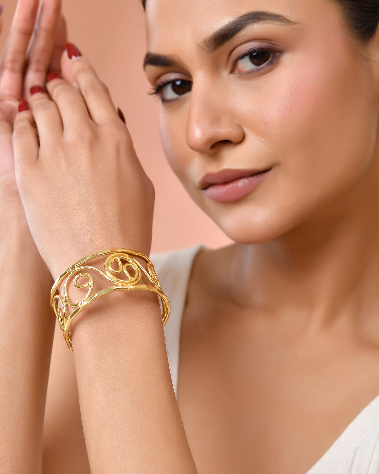 Jewels Nest Gold-Tone Spiral Open Cuff Bracelet For Women - Distacart