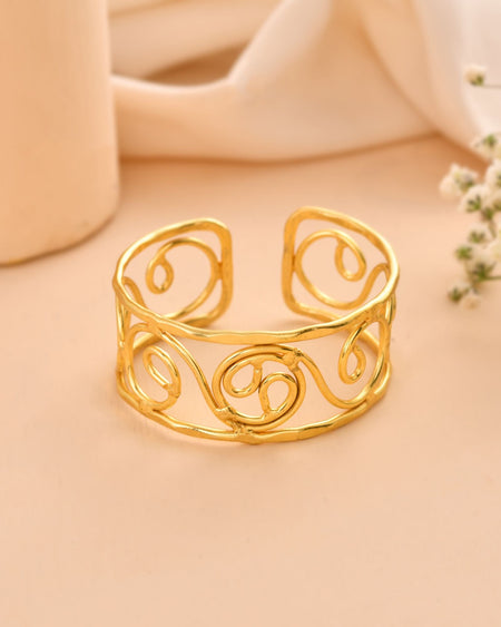 Jewels Nest Gold-Tone Spiral Open Cuff Bracelet For Women