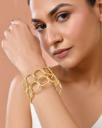 Jewels Nest Gold-Tone Geometric Link Cuff Bracelet For Women - Distacart