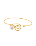 Jewels Nest Gold-Tone Pearl Detail Swirl Cuff Bracelet For Women - Distacart