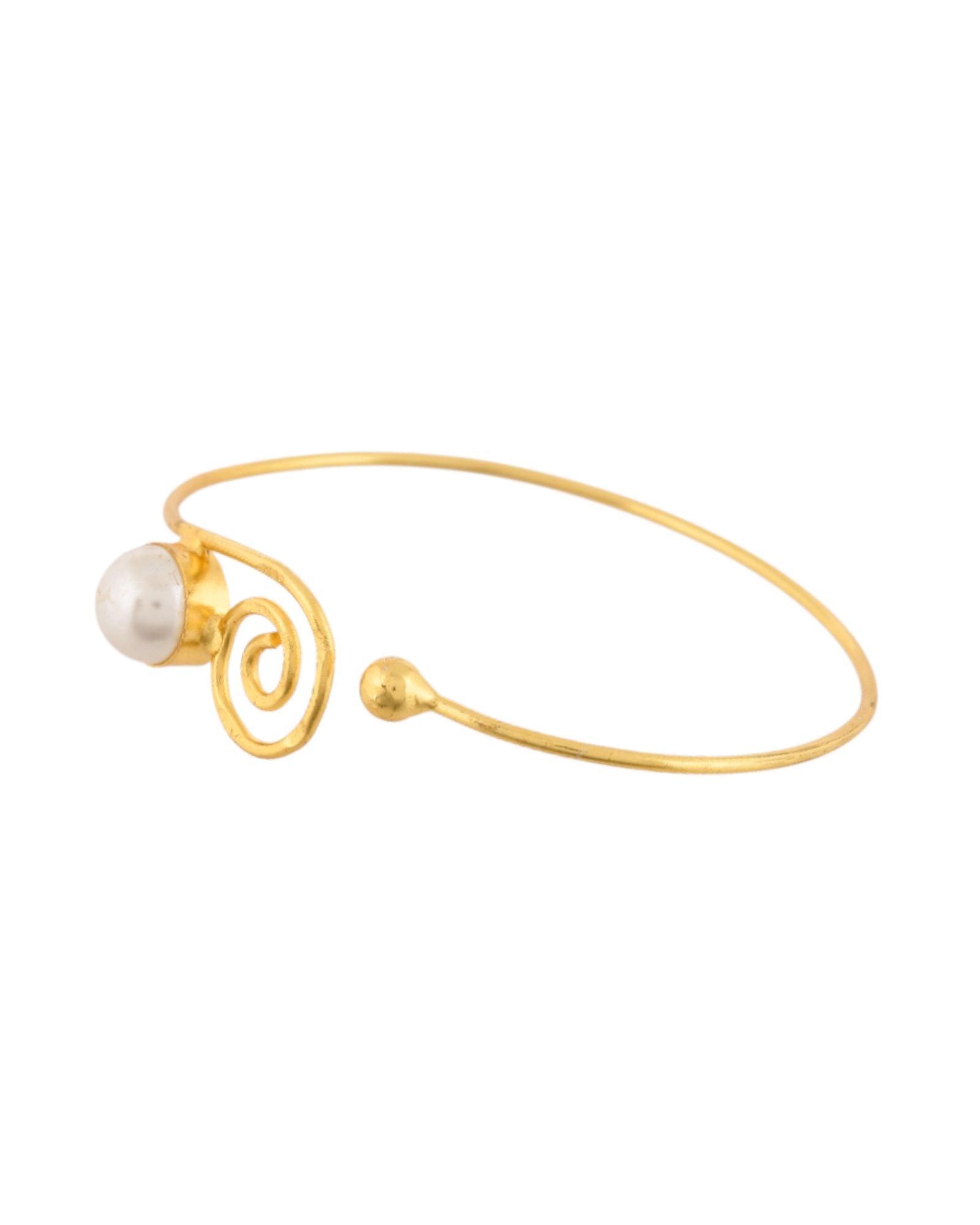 Jewels Nest Gold-Tone Pearl Detail Swirl Cuff Bracelet For Women - Distacart