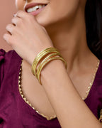 Jewels Nest Gold-Tone Textured Open Cuff Bangles Set For Women (Set Of 6)
