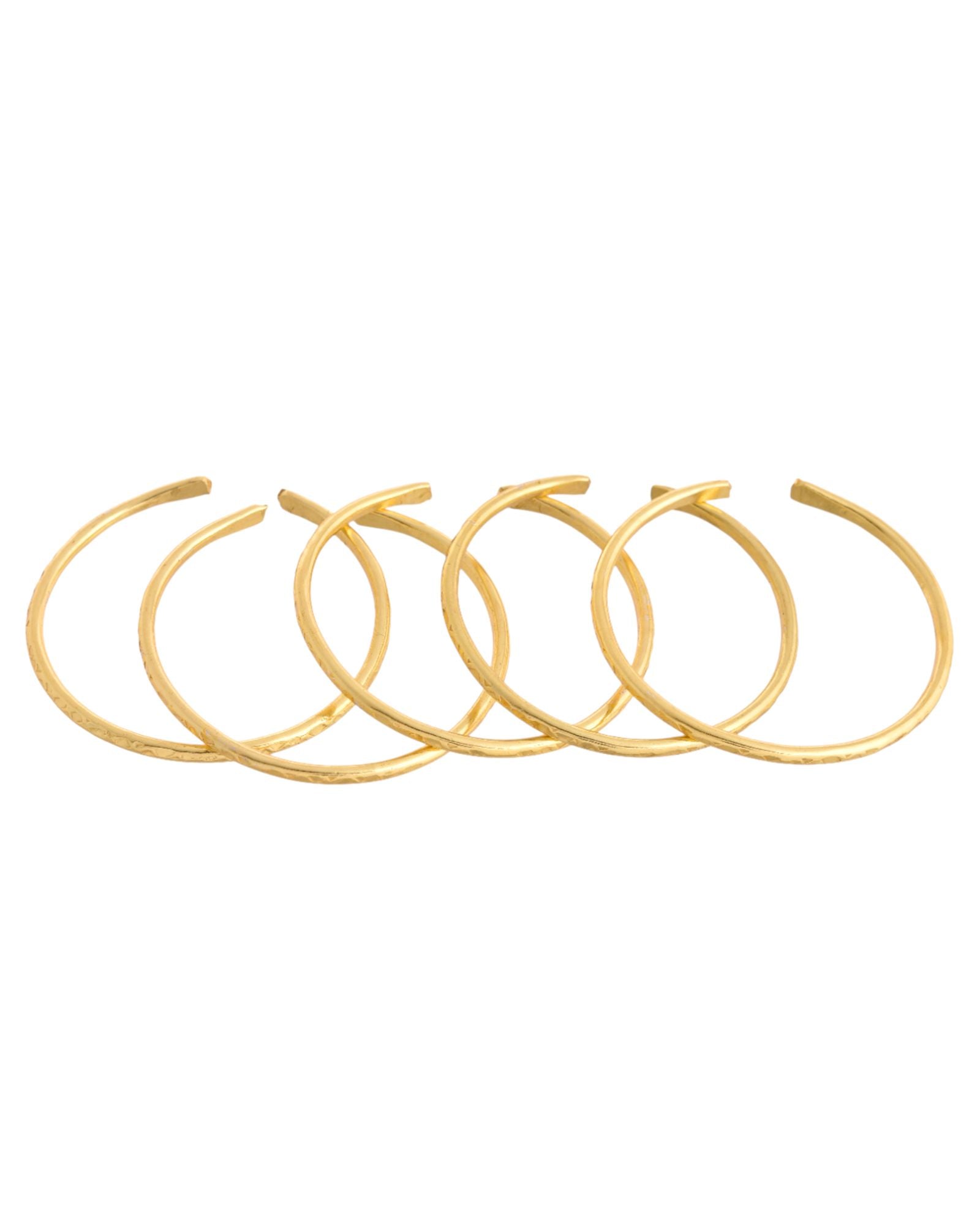 Jewels Nest Gold-Tone Textured Open Cuff Bangles Set For Women (Set Of 6)