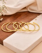 Jewels Nest Gold-Tone Textured Open Cuff Bangles Set For Women (Set Of 6)